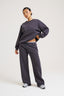 Embossed Wide Leg Joggers - Charcoal