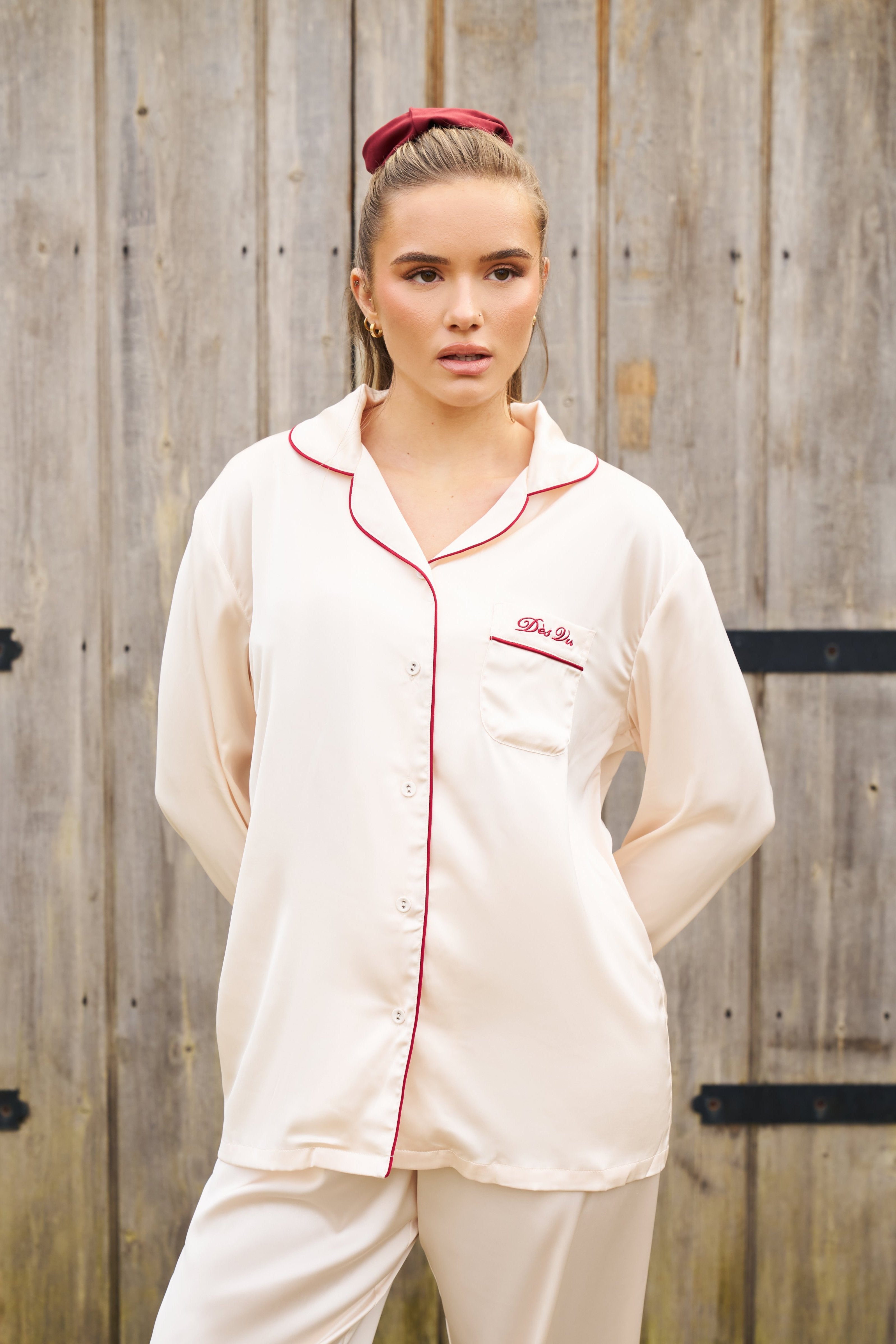 Satin Pyjama Top Cream – Dès Vu