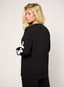 Oversized black long sleeve top with white DÈSVU 422 logo on both sleeves-5