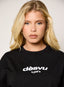 Oversized black 422 DÈSVU logo t-shirt with white embroidery-3