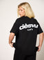 Oversized black 422 DÈSVU logo t-shirt with white embroidery-2