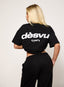 Oversized black 422 DÈSVU logo t-shirt with white embroidery-5
