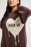 Drip Heart Knit Jumper - Chocolate