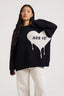 Drip Heart Knit Jumper - Black