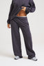 Embossed Wide Leg Joggers - Charcoal