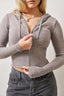 Hooded Zip Knit - Grey Marl