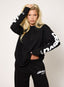 Oversized black long sleeve top with white DÈSVU 422 logo on both sleeves-1