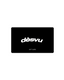 Black gift card with 'desvu' logo on a white background