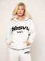 Oversized grey marl hoodie with black embroidered DÈSVU 422 logo-2