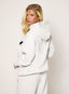Oversized grey marl hoodie with black embroidered DÈSVU 422 logo-5