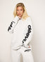 Grey marl long sleeve top with black DÈSVU and 422 logo running along sleeves - 1
