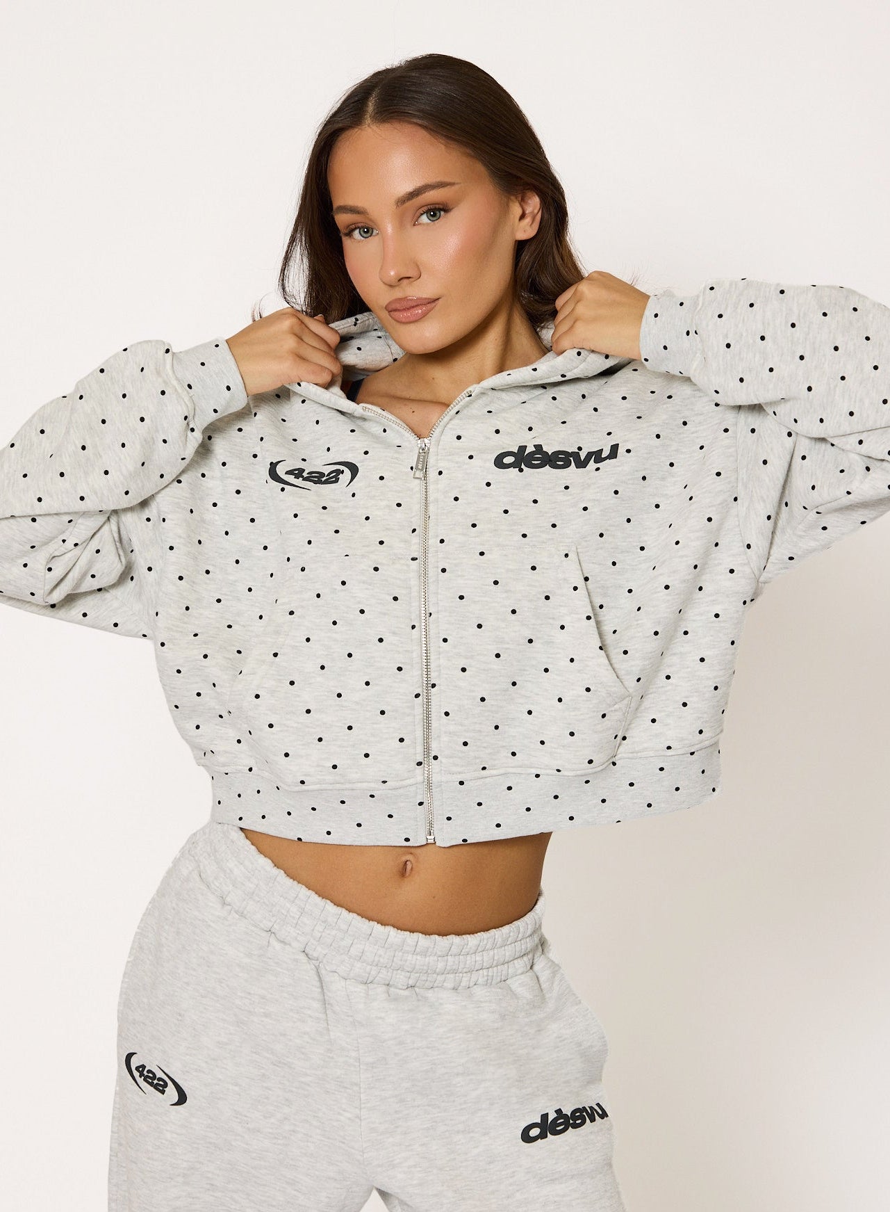 Polka Hoodie - Grey Marl – Dès Vu