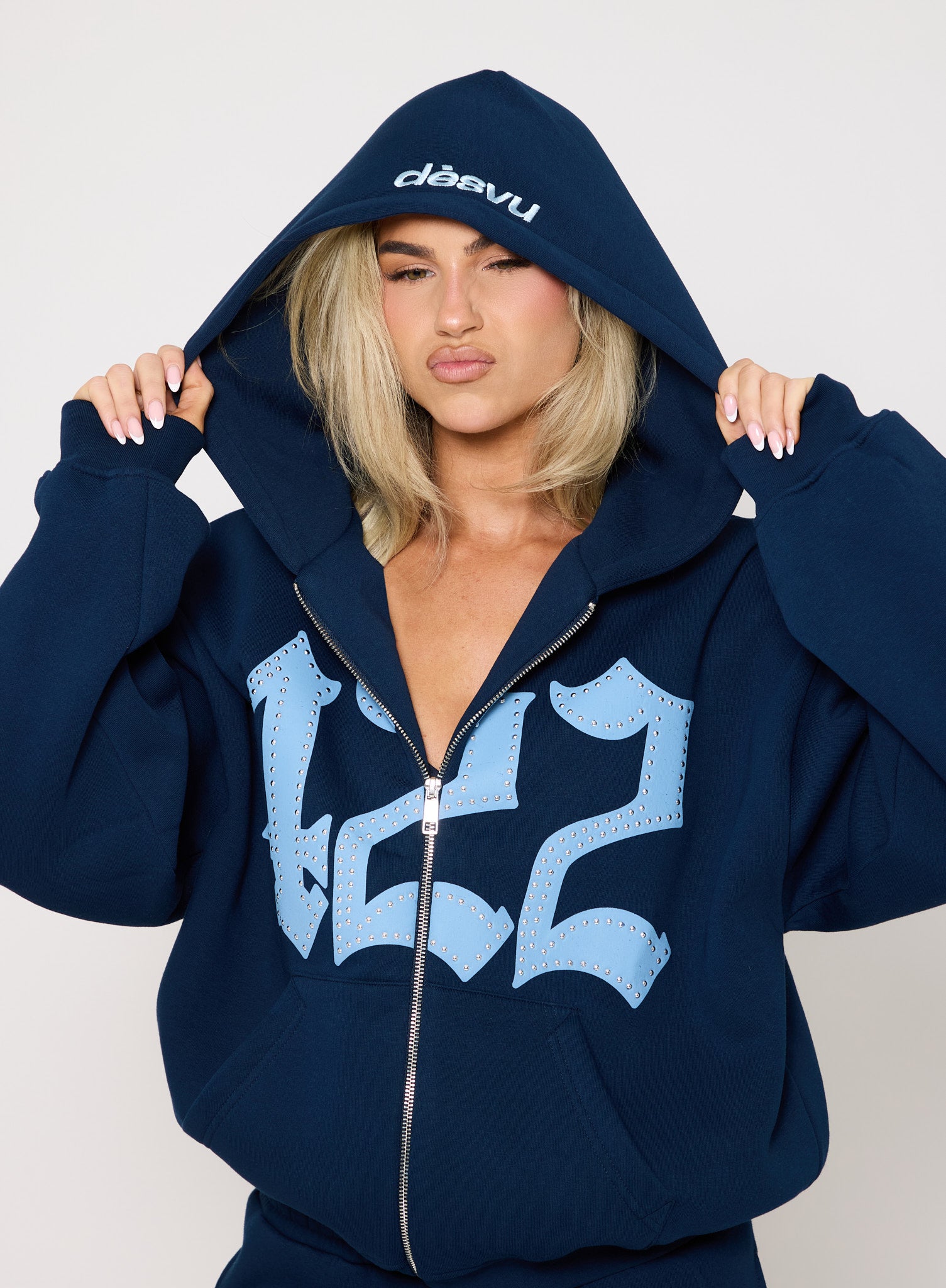 422 Oversized Zip Hoodie - Navy – Dès Vu