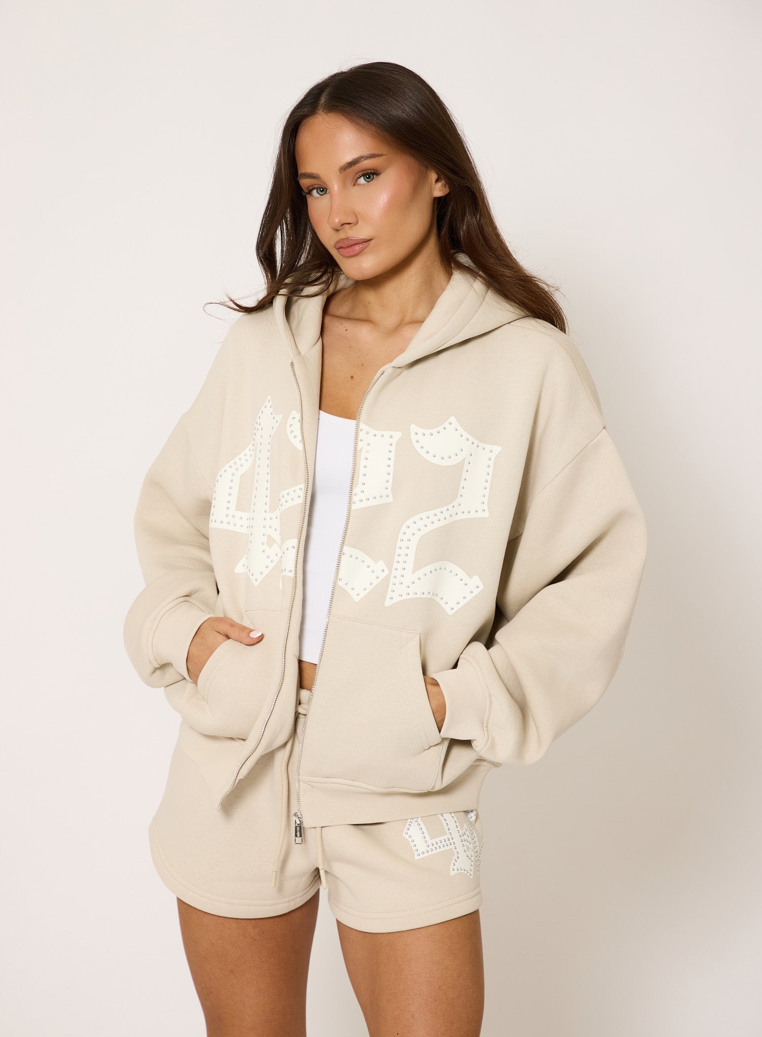 422 Oversized Zip Hoodie - Stone – Dès Vu